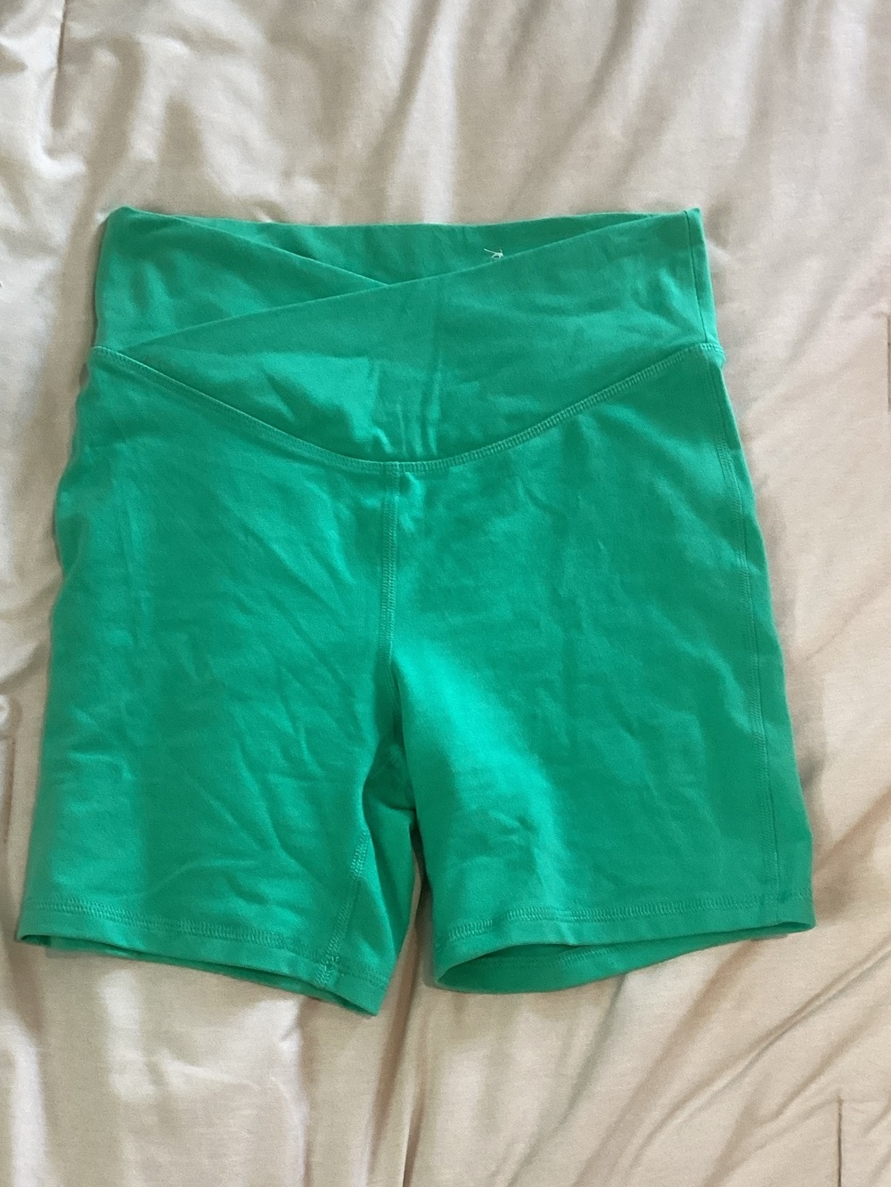 High-Waist Women’s Green Bike Shorts